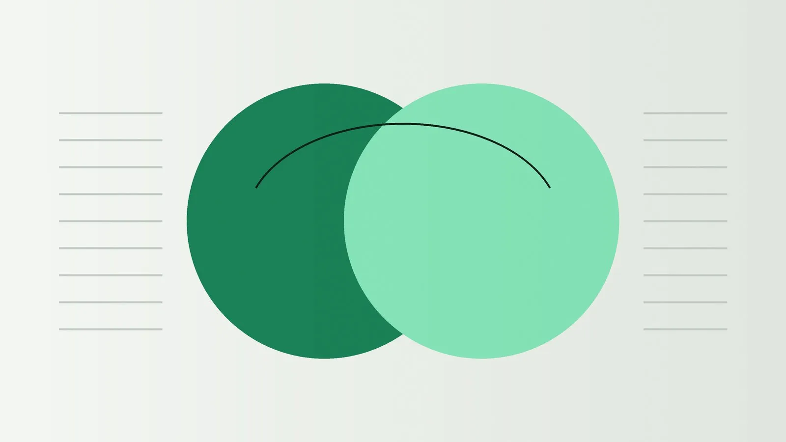 Ilustración abstracta: dos círculos que se cruzan unidos por un arco